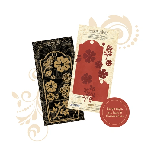 Graphic 45 Large Tag, ATC Tag and Flower Die Set