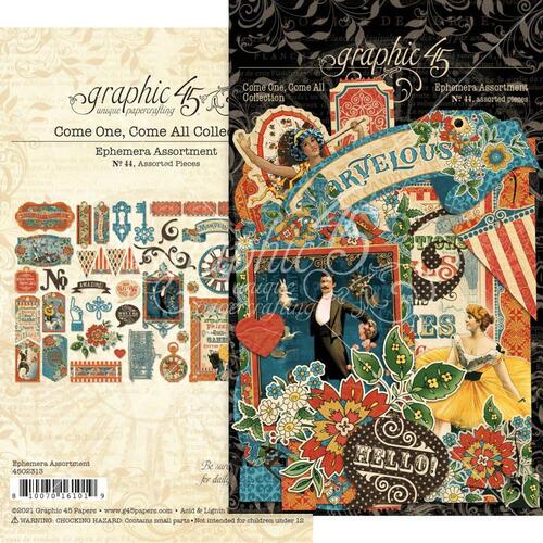 Graphic 45 Come One, Come All Ephemera Cardstock Die-Cut Assortment
