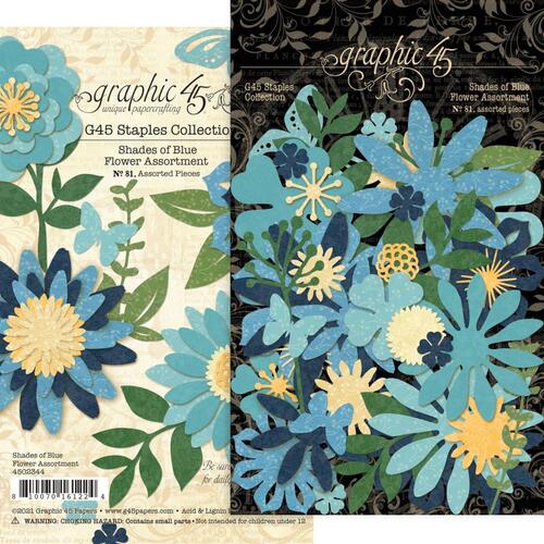 Graphic 45 Staples Shades of Blue Flower Assortment