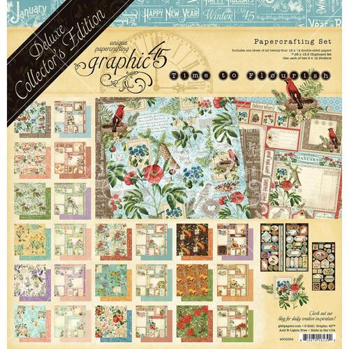 Graphic 45 Time to Flourish 12" Deluxe Collector's Edition Papercrafting Set