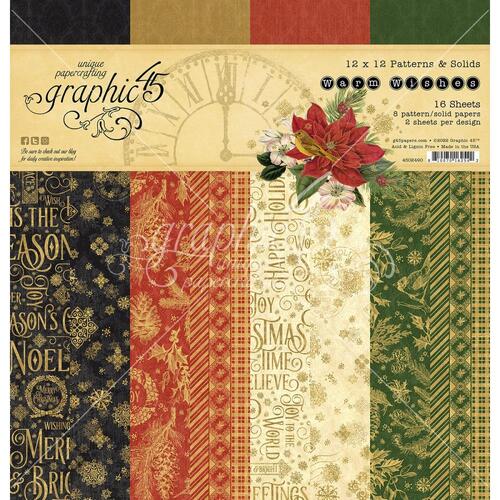 Graphic 45 Warm Wishes 12" Patterns & Solids Paper Pad