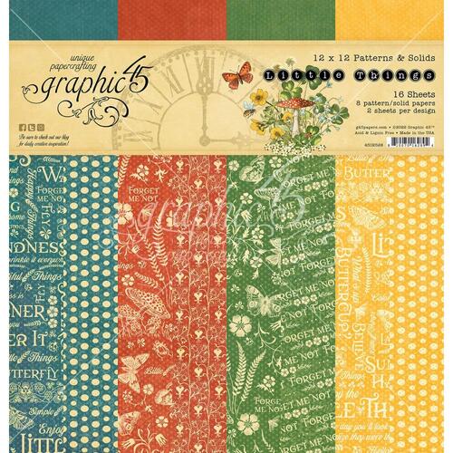 Graphic 45 Little Things 12" Patterns & Solids Paper Pad