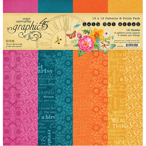 Graphic 45 Let's Get Artsy 12x12 Patterns & Solids Pack