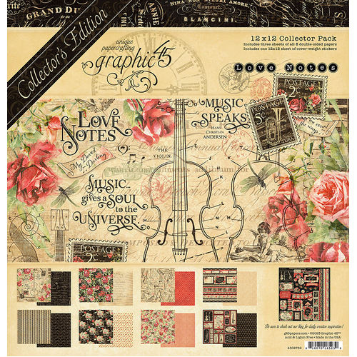 Graphic 45 Love Notes 12x12 Collectors Edition Pack with Stickers