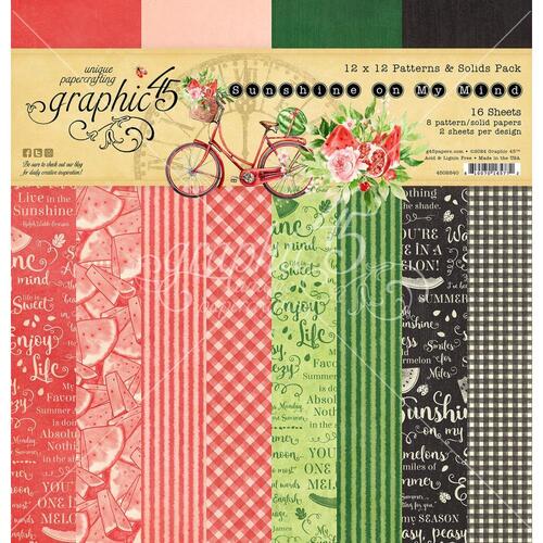Graphic 45 Sunshine on My Mind 12x12" Patterns & Solids Pack