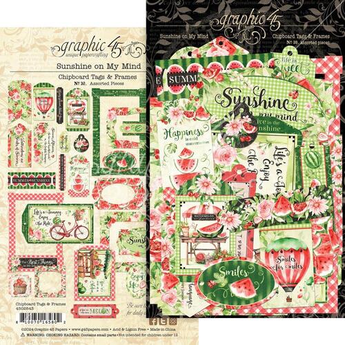 Graphic 45 Sunshine on My Mind Chipboard Tags & Frames