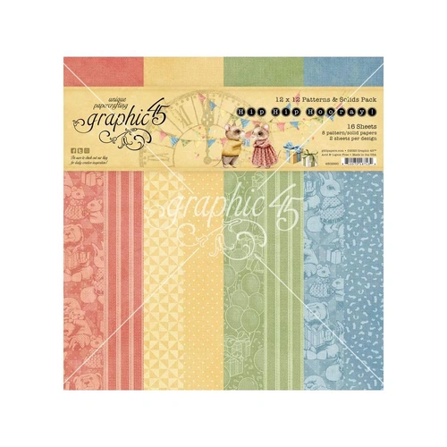 Graphic 45 Hip Hip Hooray - 12x12" Patterns & Solids Pack