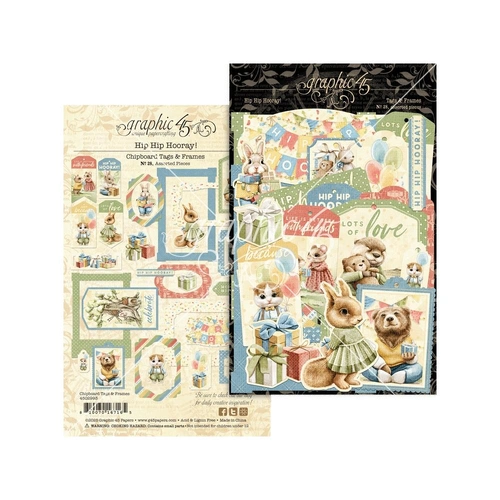 Graphic 45 Hip Hip Hooray - Chipboard Tags & Frames