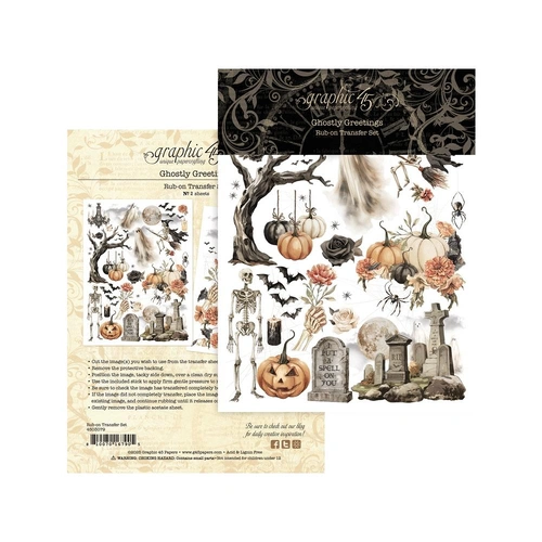 Graphic 45 Ghostly Greetings - Rub-On Transfer Set