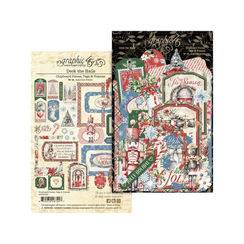Graphic 45 Deck the Halls - Chipboard Pieces Tags & Frames
