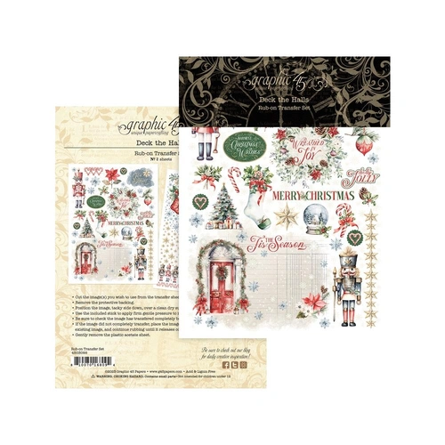 Graphic 45 Deck the Halls - Rub-On Transfer Set