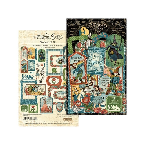 Graphic 45 Wonder of Oz - Chipboard Pieces Tags & Frames