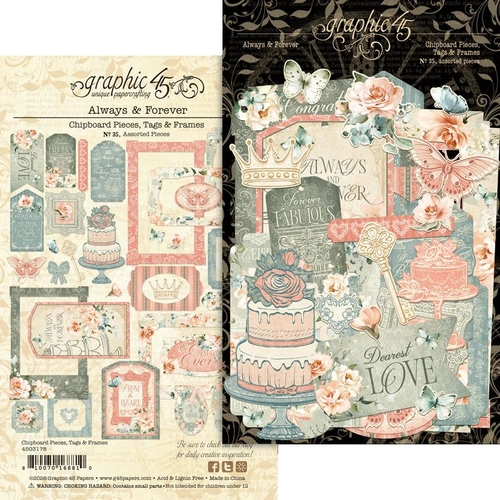 Graphic 45 Always & Forever - Chipboard Pieces : Tags & Frames