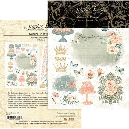Graphic 45 Always & Forever - Rub-on Transfer Set