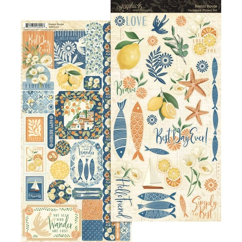 Graphic 45 Scenic Route - Cardstock Sticker Sheet