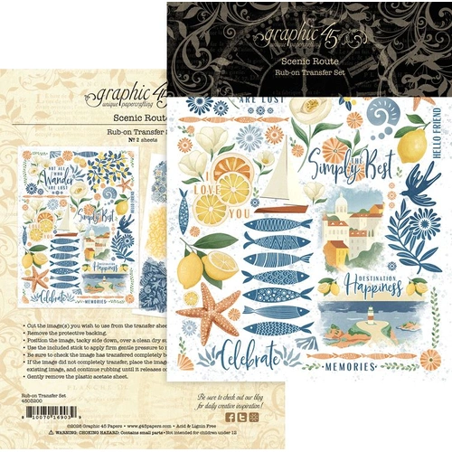 Graphic 45 Scenic Route - Rub-on Transfers