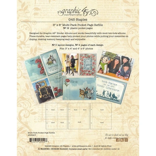 Graphic 45 Staples - 6x8" Multi Pack Pocket Page Refills