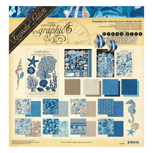 Graphic 45 Ocean Blue - Keepsake Kit with Exclusive Metal Die Set