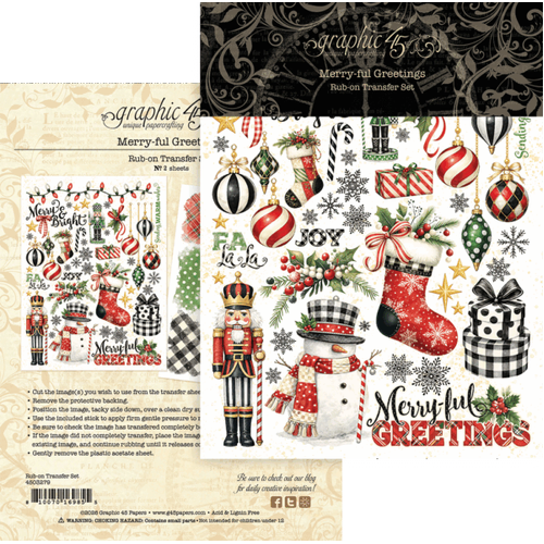 Graphic 45 Merry-ful Greetings - Rub-on Transfers