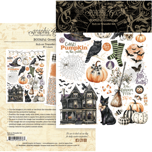 Graphic 45 BOOtiful Greetings - Rub on Transfers