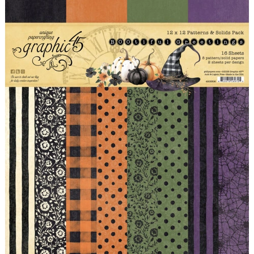 Graphic 45 BOOtiful Greetings - 12x12" Patterns & Solids Pack