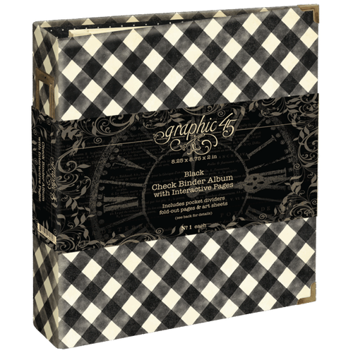 Graphic 45 Check Binder Album with Interactive Pages - Black