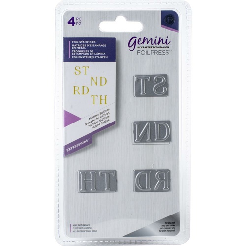 Gemini Hot Foil Die & Stamp Set Number Suffixes