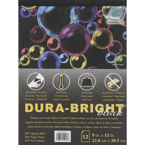 Grafix Dura-Bright Opaque Black 9x12" 0.010 Pad