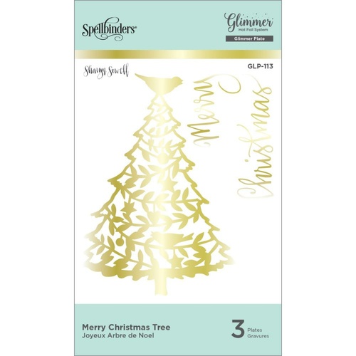 Spellbinders Glimmer Impression Hofoil Plate Merry Christmas Tree