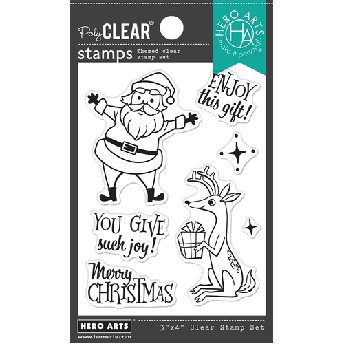 Hero Arts Merry Christmas Santa & Reindeer Stamp