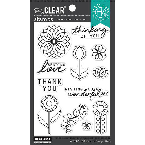 Hero Arts Line Art Flowers Stamp