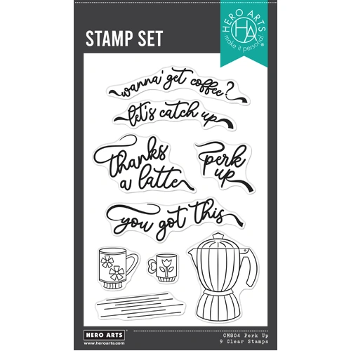 Hero Arts Perk Up Stamp Set From the What's Brewing? Collection