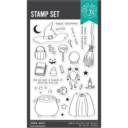 Hero Arts Tricks and Treats Clear Stamp Set from the Hocus Pocus Collection
