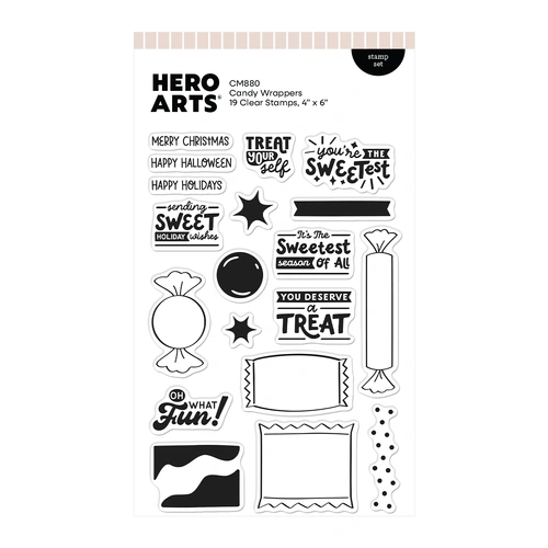 Hero Arts Candy Wrappers Stamp Set from the Beary Sweet Holiday Collection by Carly Tee