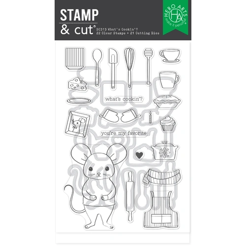 Hero Arts What's Cookin'?  Stamp & Cut Set From the Retro Kitchen Collection