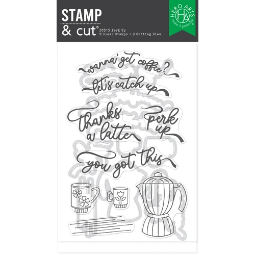 Hero Arts Perk Up Stamp & Cut From the What's Brewing? Collection