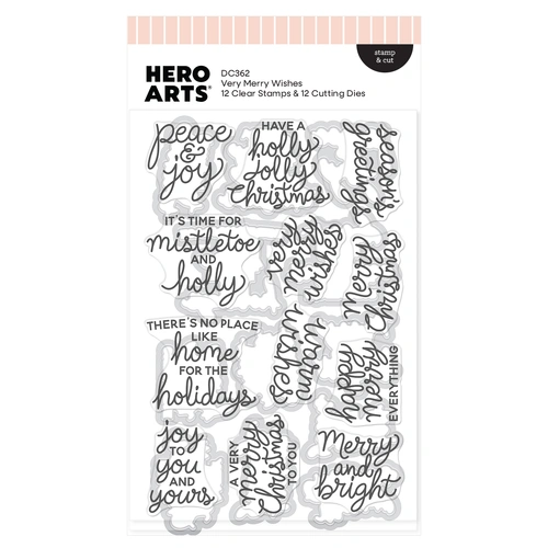 Hero Arts Very Merry Wishes Stamp & Cut from the Home for the Holidays Collection