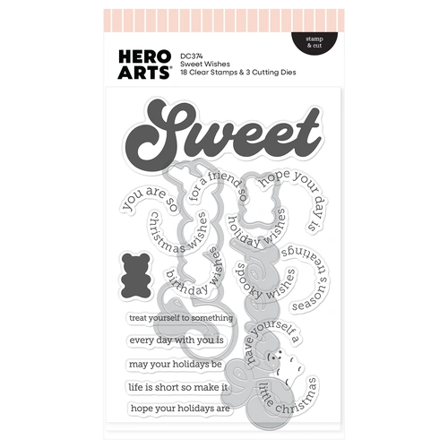 Hero Arts Sweet Wishes Stamp & Cut Set from the Beary Sweet Holiday Collection by Carly Tee
