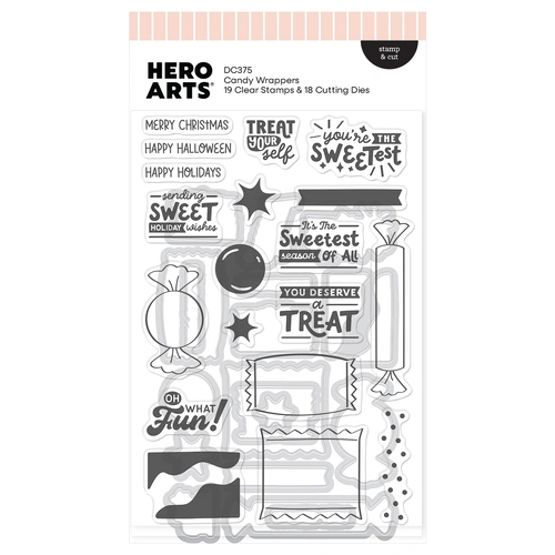 Hero Arts Candy Wrappers Stamp & Cut Set from the Beary Sweet Holiday Collection by Carly Tee