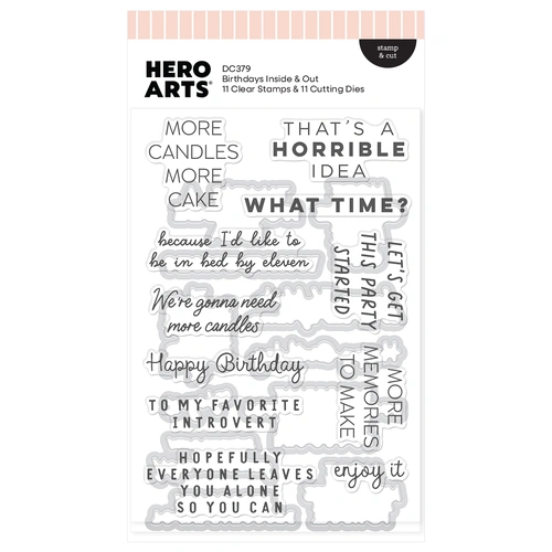 Hero Arts Birthdays Inside & Out Stamp & Cut from the Say it With Style Collection