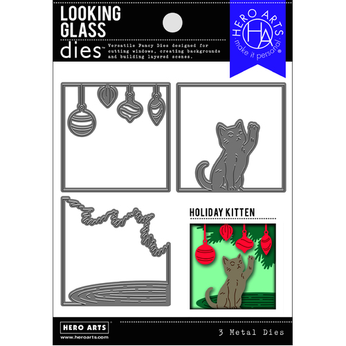 Hero Arts Looking Glass Holiday Kitten Die