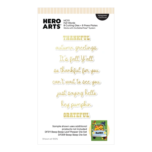 Hero Arts Fall Words Letterpress + Foil & Cut from the Whimsical Wheels Collection