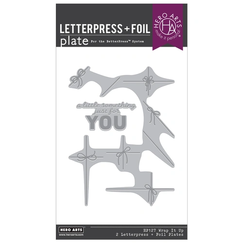 Hero Arts Wrap it Up Letterpress + Foil Plates with Placement Guide from the Best Gift Ever Collection