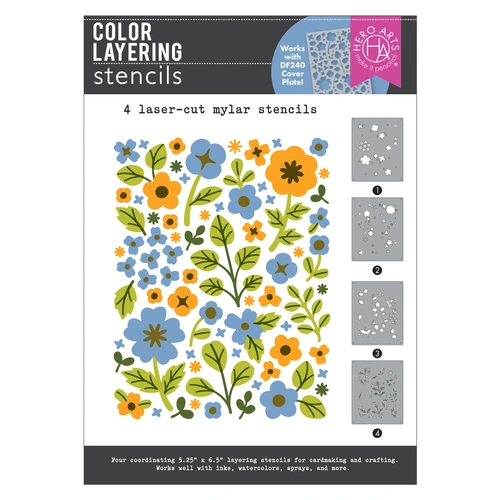 Hero Arts Color Layering Meadow Blooms Stencils From the Spring Meadow Collection