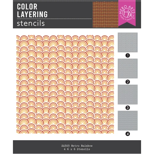 Hero Arts Color Layering Retro Rainbow Stencil From the Retro Kitchen Collection