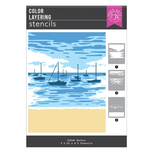Hero Arts Color Layering Harbor Stencils from the Seaside Blooms Collection