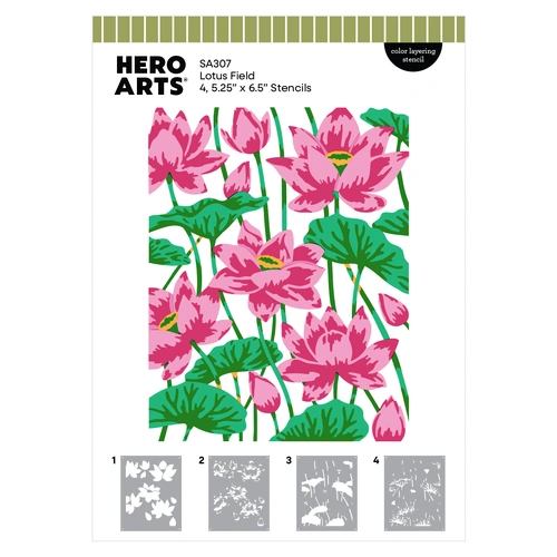Hero Arts Lotus Field Layering Stencil Set from the Tranquil Garden Collection