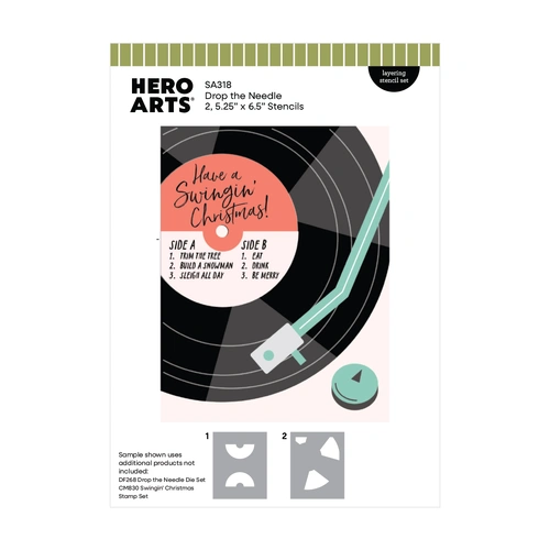 Hero Arts Drop the Needle Stencils from the Vintage Vinyl Collection
