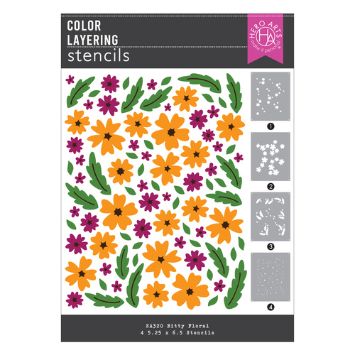Hero Arts Bitty Floral Layering Stencils from the You've Got a Friend Collection