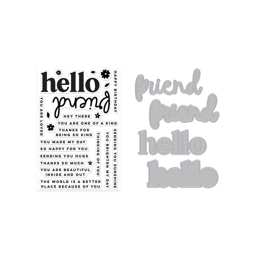 Hero Arts Hello Friend Clear Stamp & Die Bundle from the You've Got a Friend Collection